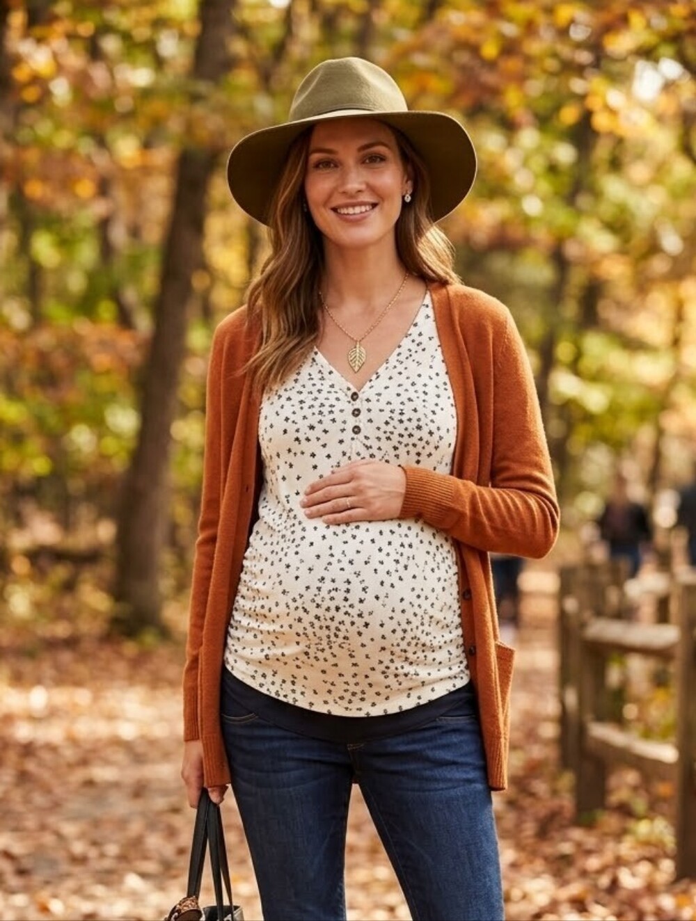 H&M Mama Maternity Small Floral Flutter Sleeve V Neck Shirt